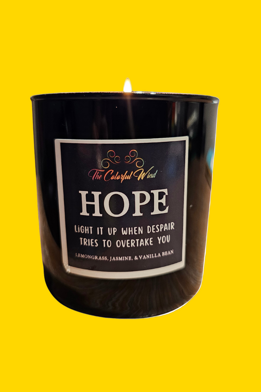 Candle with a label on a white background